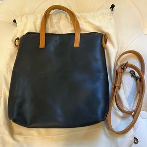 New Magnolia Able black cognac top handle satchel crossbody bag